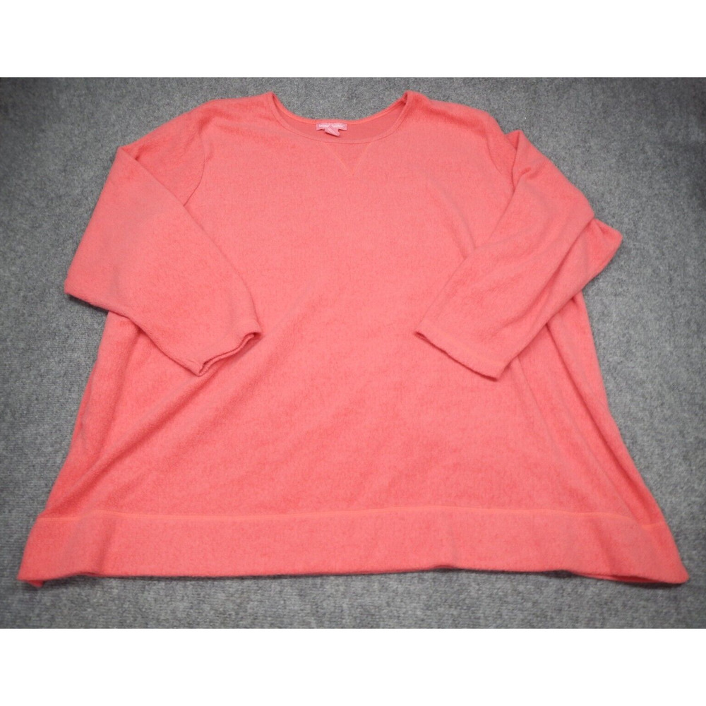 Woman Within Fleece Sweater Women's Plus Size 5X Solid Pink 3/4 Sleeve